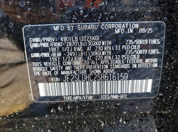 JF2SLDHC2SH616150 2025 SUBARU FORESTER Black VIN կոդի պիտակի տեսք