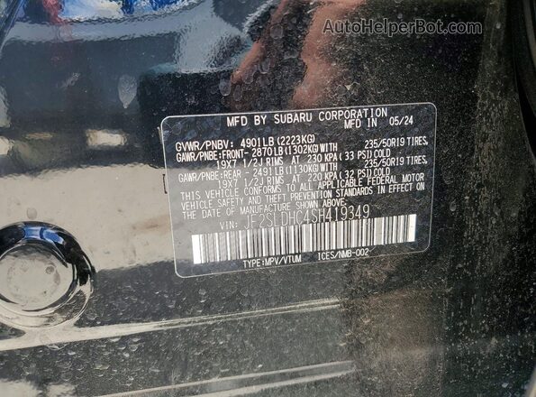 JF2SLDHC4SH419349 2025 SUBARU FORESTER Black VIN կոդի պիտակի տեսք