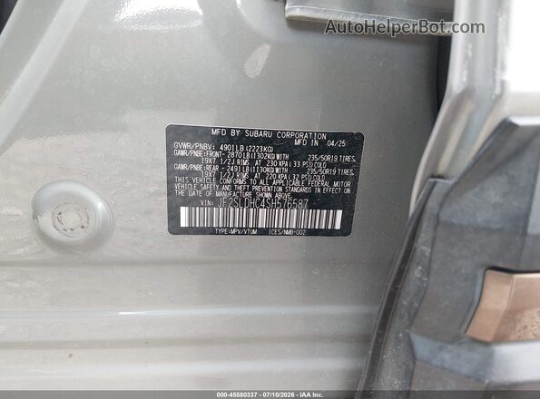 JF2SLDHC4SH576587 2025 SUBARU FORESTER Gray Вид підкапотного простору