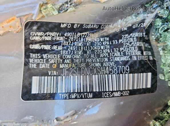 JF2SLDNCXSH458709 2025 SUBARU FORESTER Gray Vista del compartimento del motor