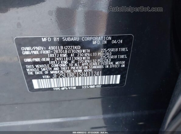 JF2SLDRC1SH411241 2025 SUBARU FORESTER Gray Շարժիչի բաժամունքի տեսք