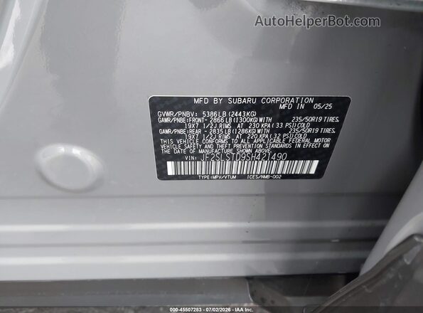 JF2SLSTD9SH421490 2025 SUBARU FORESTER Gray Widok komory silnika
