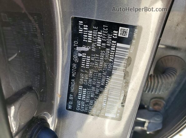 JHMCR6F51HC012482 2017 HONDA ACCORD Gray Widok naklejki z numerem VIN
