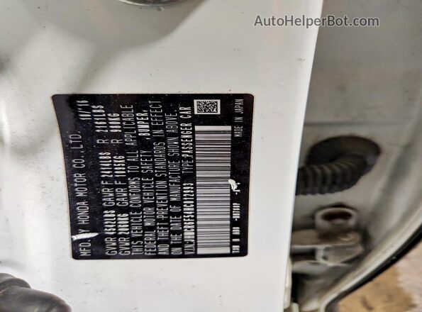 JHMCR6F54HC012993 2017 HONDA ACCORD Белый Вид наклейки с VIN-кодом