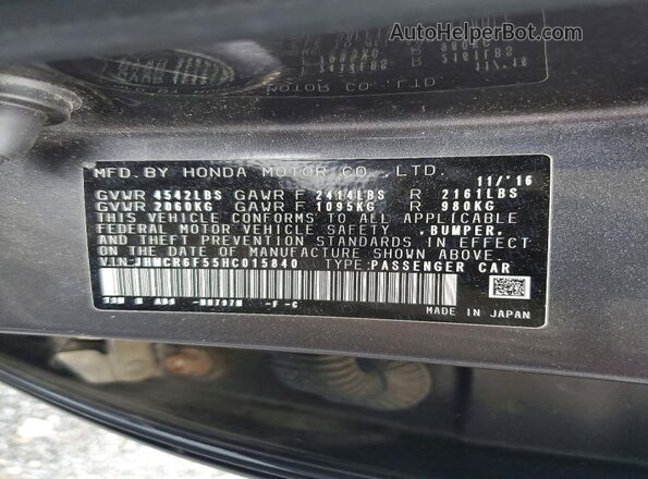 JHMCR6F55HC015840 2017 HONDA ACCORD Gray Widok naklejki z numerem VIN