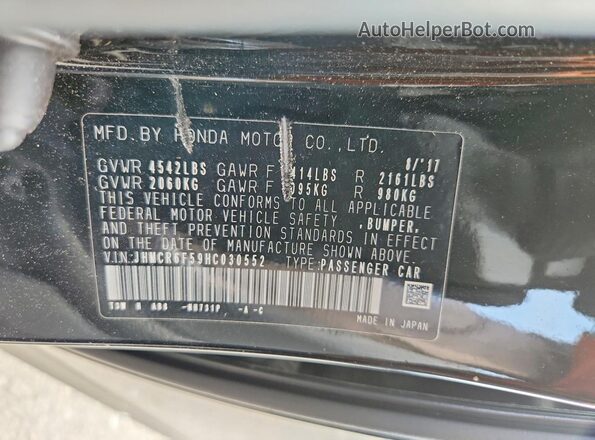 JHMCR6F59HC030552 2017 HONDA ACCORD Черный Вид подкапотного пространства