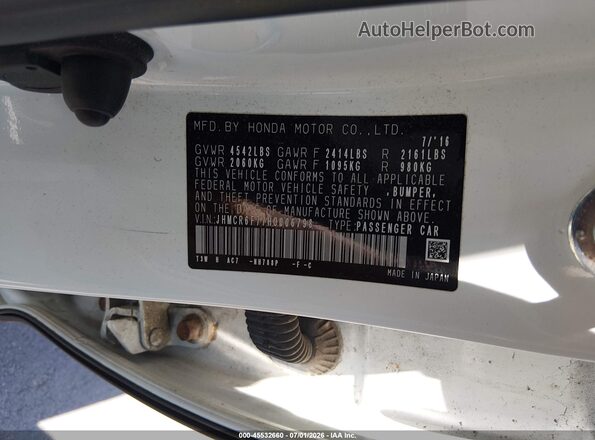JHMCR6F77HC006798 2017 HONDA ACCORD Белый Вид подкапотного пространства