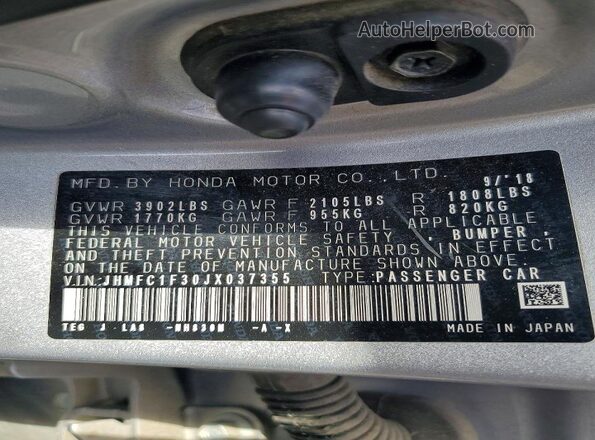 JHMFC1F30JX037355 2018 HONDA CIVIC Silver Widok naklejki z numerem VIN