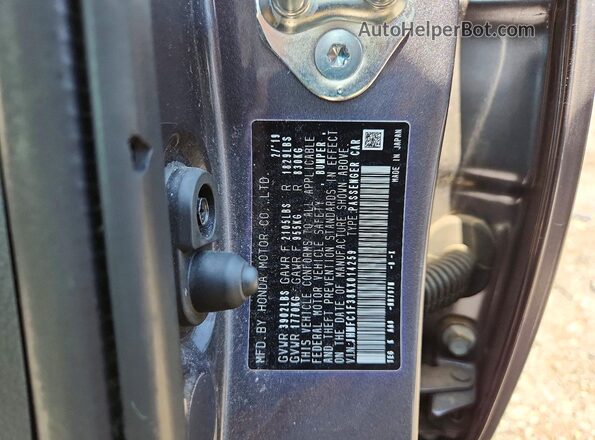 JHMFC1F38KX014259 2019 HONDA CIVIC Gray Widok komory silnika