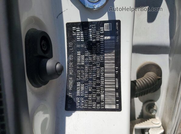 JHMFC1F75KX014755 2019 HONDA CIVIC White Engine compartment view