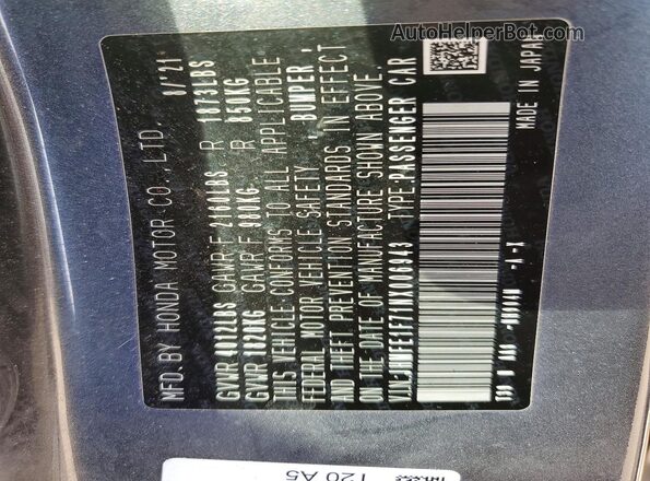 JHMFE1F71NX006943 2022 HONDA CIVIC Серый Вид подкапотного пространства