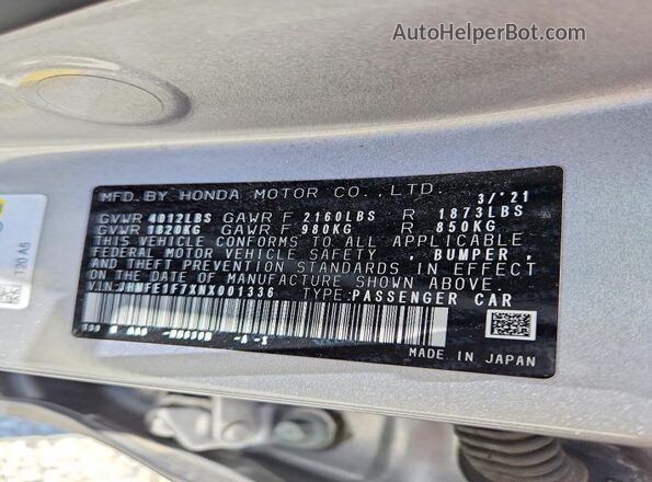 JHMFE1F7XNX001336 2022 HONDA CIVIC Silver Widok komory silnika