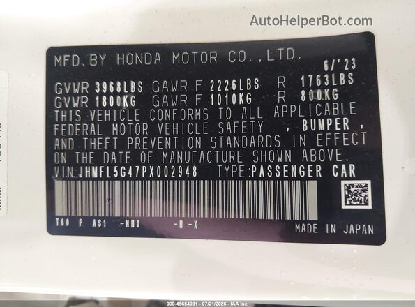 JHMFL5G47PX002948 2023 HONDA CIVIC White Vista del compartimento del motor