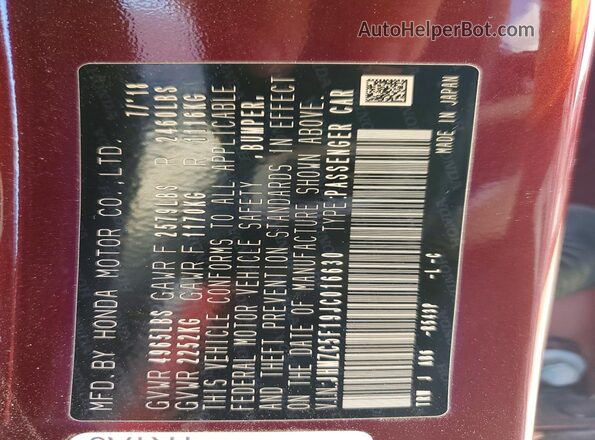 JHMZC5F19JC016630 2018 HONDA CLARITY Burgundy ძრავის განყოფილების ხედი