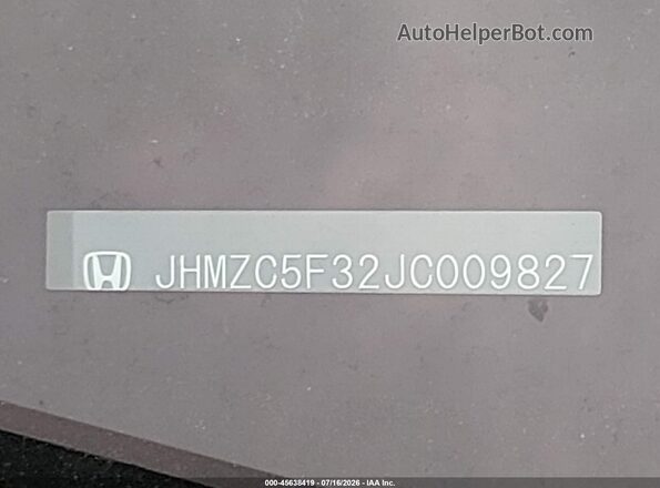 JHMZC5F32JC009827 2018 HONDA CLARITY White 