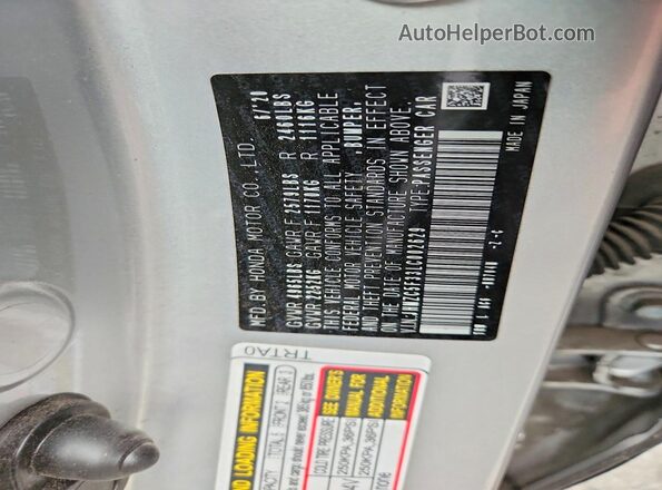 JHMZC5F33LC002629 2020 HONDA CLARITY Silver Вид підкапотного простору
