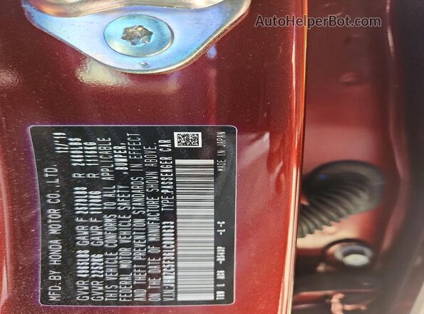 JHMZC5F36LC000633 2020 HONDA CLARITY Burgundy Widok naklejki z numerem VIN