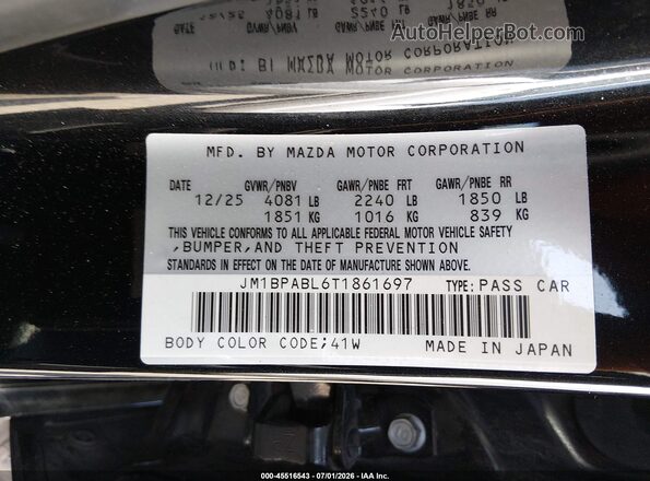 JM1BPABL6T1861697 2026 MAZDA 3 Black Widok komory silnika