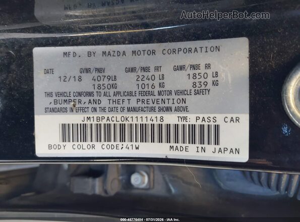 JM1BPACL0K1111418 2019 MAZDA 3 Black Vista del compartimento del motor