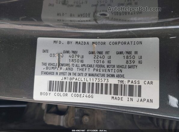 JM1BPACL1L1173573 2020 MAZDA 3 Gray ძრავის განყოფილების ხედი