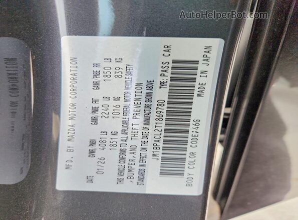 JM1BPACL2T1869780 2026 MAZDA 3 Gray Vista de la etiqueta del VIN