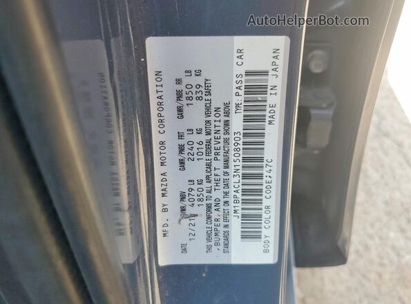 JM1BPACL3N1508903 2022 MAZDA 3 Gray Vista de la etiqueta del VIN