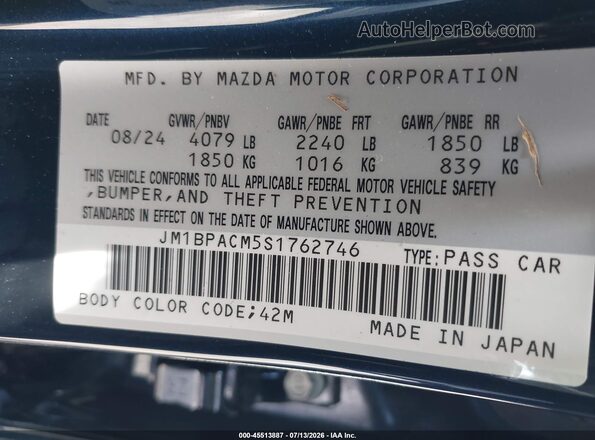 JM1BPACM5S1762746 2025 MAZDA 3 Синий Вид подкапотного пространства