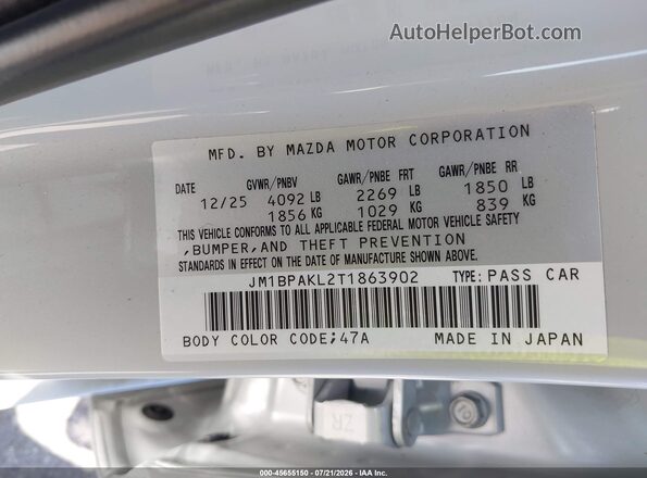 JM1BPAKL2T1863902 2026 MAZDA 3 Gray Вид підкапотного простору
