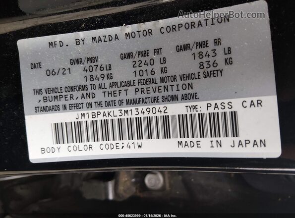 JM1BPAKL3M1349042 2021 MAZDA 3 Black Вид підкапотного простору