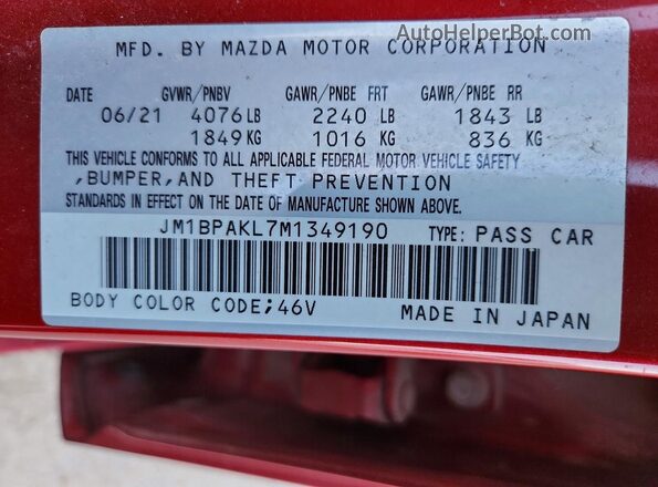 JM1BPAKL7M1349190 2021 MAZDA 3 Red Widok komory silnika