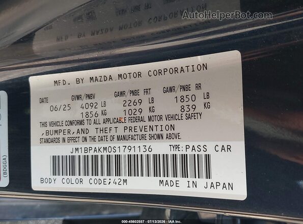 JM1BPAKM0S1791136 2025 MAZDA 3 Black Widok komory silnika