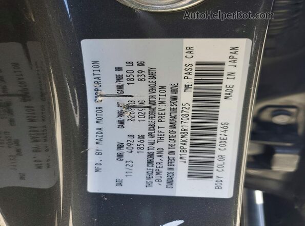 JM1BPAKM8R1708725 2024 MAZDA 3 Gray Widok naklejki z numerem VIN