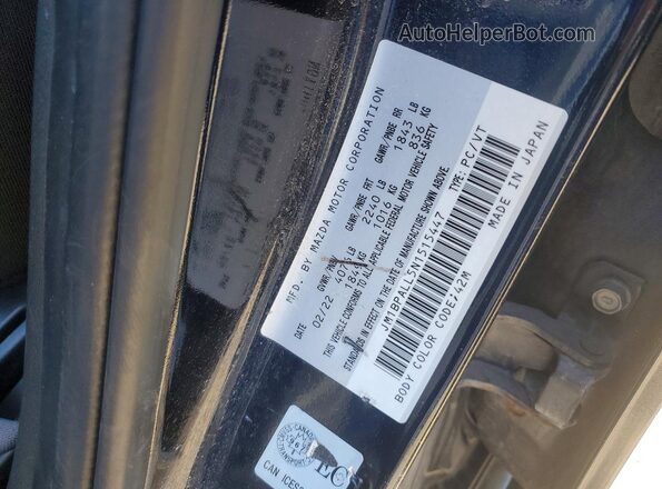 JM1BPALL5N1515447 2022 MAZDA 3 Blue VIN კოდის სტიკერის ხედი