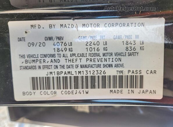 JM1BPAML1M1312326 2021 MAZDA 3 Black Вид підкапотного простору