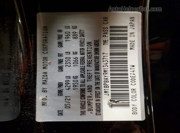 JM1BPBAY9M1343717 2021 MAZDA 3 Черный Вид подкапотного пространства