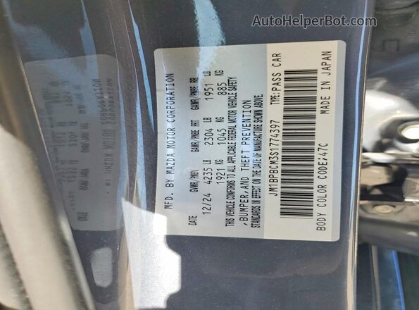 JM1BPBCM3S1774397 2025 MAZDA 3 Gray VIN კოდის სტიკერის ხედი
