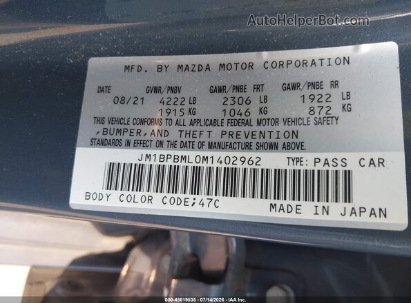 JM1BPBML0M1402962 2021 MAZDA 3 Gray Вид підкапотного простору