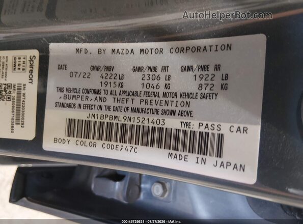 JM1BPBML9N1521403 2022 MAZDA 3 Gray Widok komory silnika