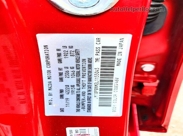 JM1BPBNM2L1155045 2020 MAZDA 3 Red VIN sticker view