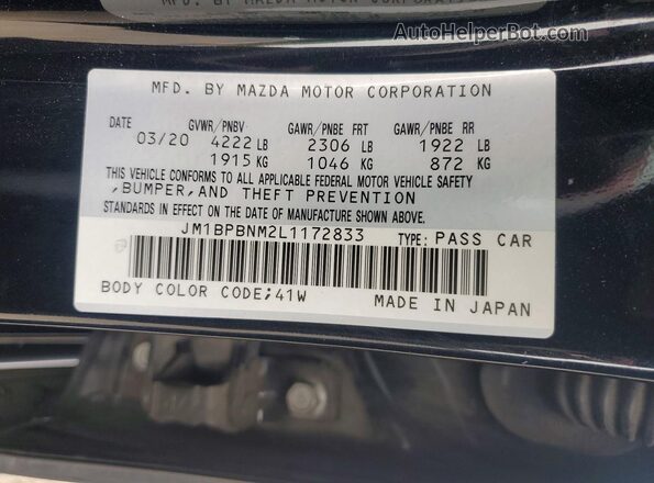 JM1BPBNM2L1172833 2020 MAZDA 3 Black Widok komory silnika