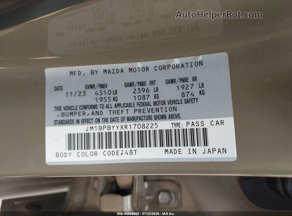 JM1BPBYYXR1708225 2024 MAZDA 3 Green Շարժիչի բաժամունքի տեսք