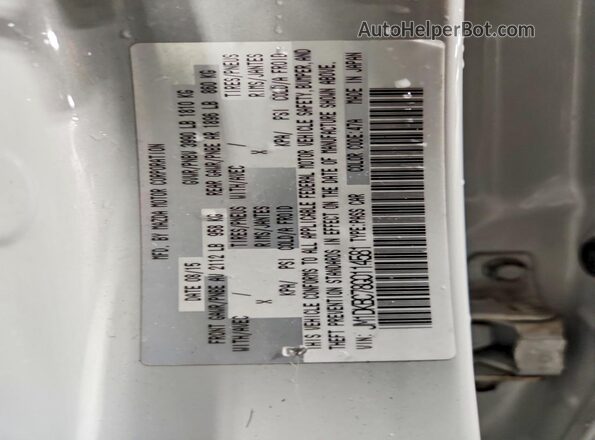 JM1DKBC78G0114581 2016 MAZDA CX-3 Silver Вид наклейки з VIN-кодом
