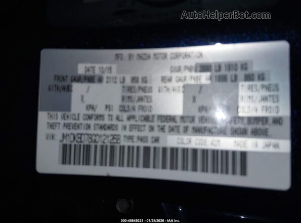 JM1DKBD78G0121268 2016 MAZDA CX-3 Blue Vista del compartimento del motor