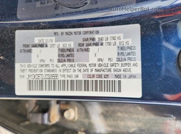 JM1DKDB72J0328566 2018 MAZDA CX-3 Синий Панорамный вид салона 360°