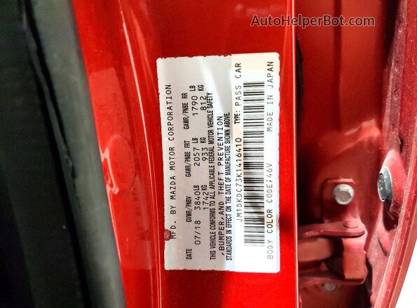 JM1DKDC73K1416410 2019 MAZDA CX-3 Red Вид наклейки з VIN-кодом
