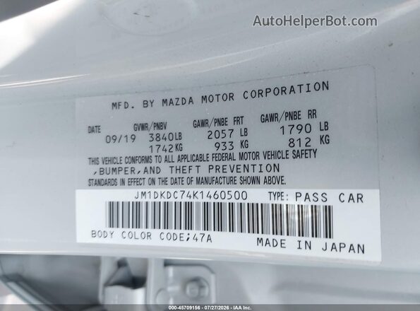 JM1DKDC74K1460500 2019 MAZDA CX-3 Белый Вид подкапотного пространства