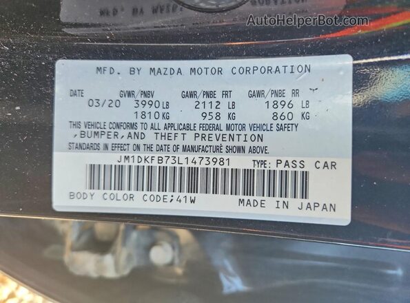 JM1DKFB73L1473981 2020 MAZDA CX-3 Черный Вид наклейки с VIN-кодом