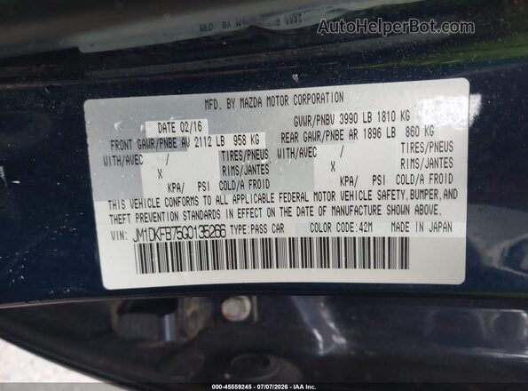 JM1DKFB75G0135266 2016 MAZDA CX-3 Blue Vista del compartimento del motor