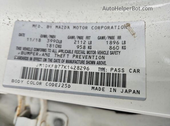 JM1DKFB77K1428296 2019 MAZDA CX-3 White Շարժիչի բաժամունքի տեսք