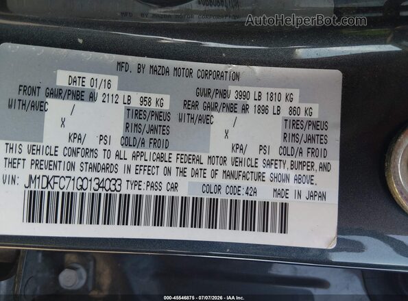 JM1DKFC71G0134033 2016 MAZDA CX-3 Gray Вид підкапотного простору